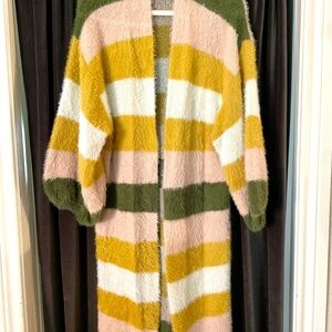 Anthropologie Striped Sweater in Pink, Yellow, Green, and White